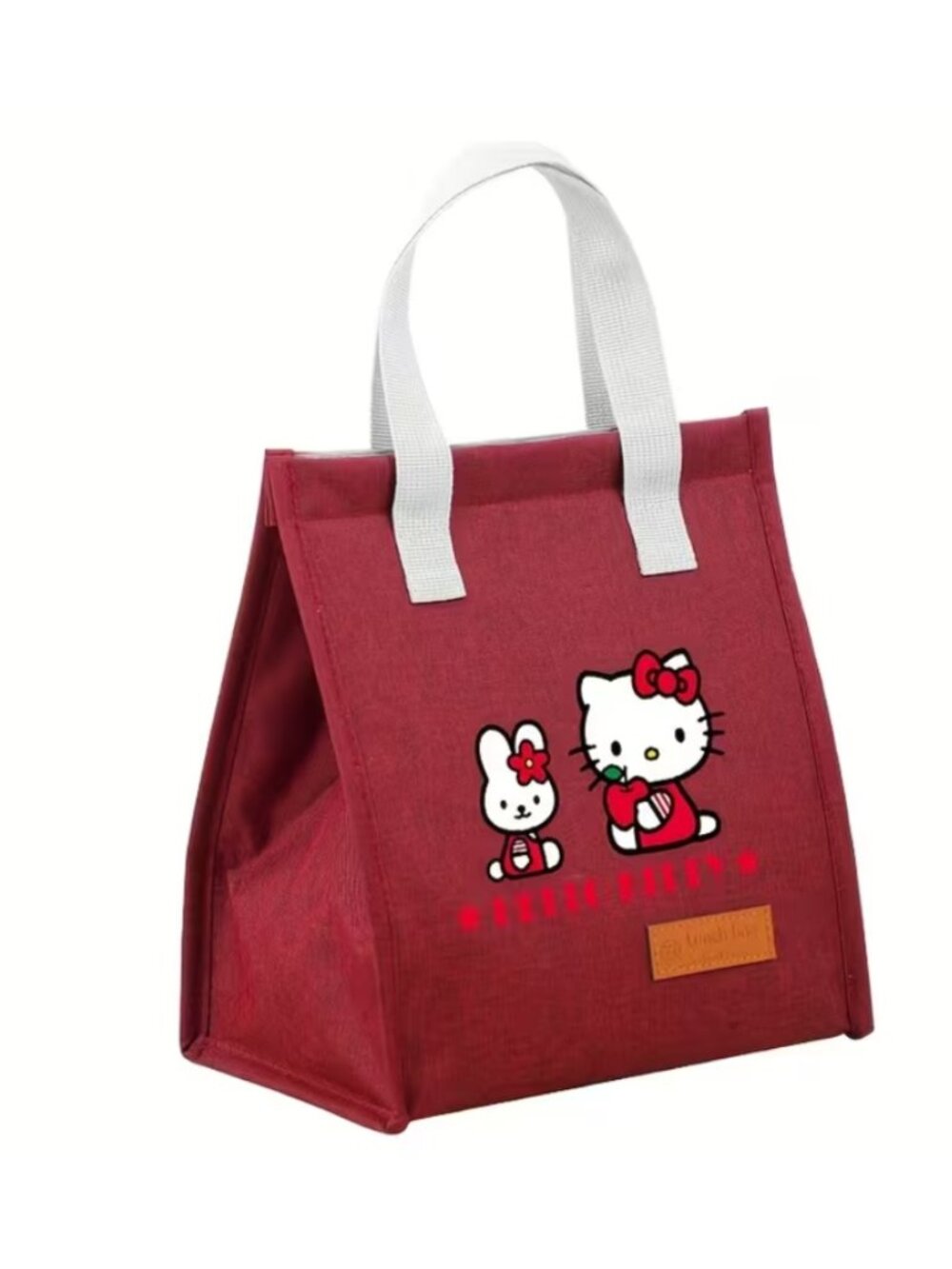 Hello Kitty Crimson Insulated Lunch Bag Large Capacity Cute Travel Picnic Bag